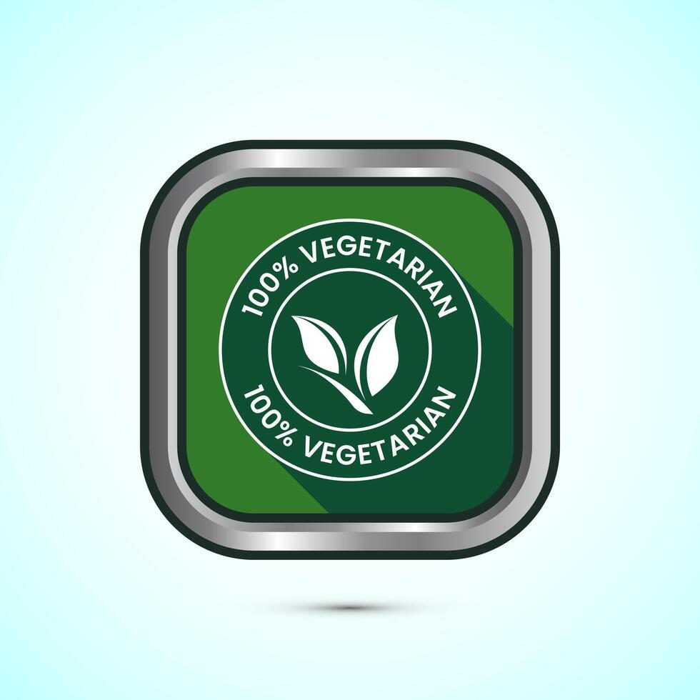 100 percent vegetarian icon design illustration, Vegan product label badge, Green shadow button design vector