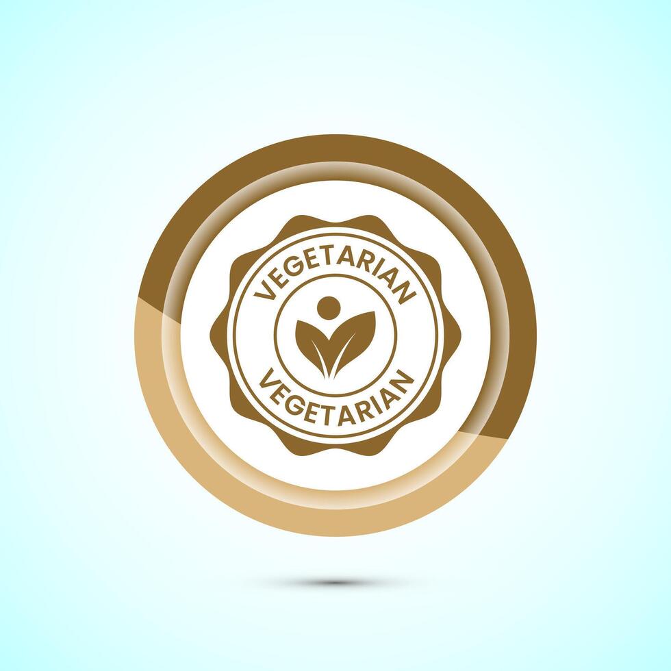 100 percent vegetarian icon design illustration, Vegan product label badge, Gold color button design vector
