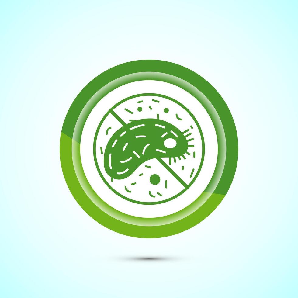 Antibacterial icon design illustration, Hygiene label symbol for product packaging, Green color button design vector