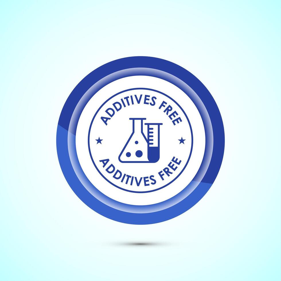 Additives free icon design illustration. symbol for food packaging, Blue color button vector