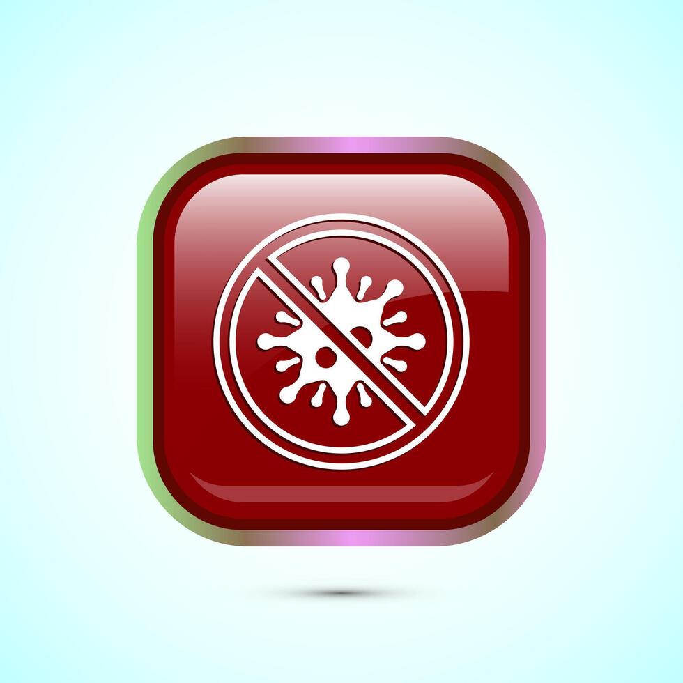 Antibacterial icon design illustration, Hygiene label symbol for product packaging, Red color square button design vector
