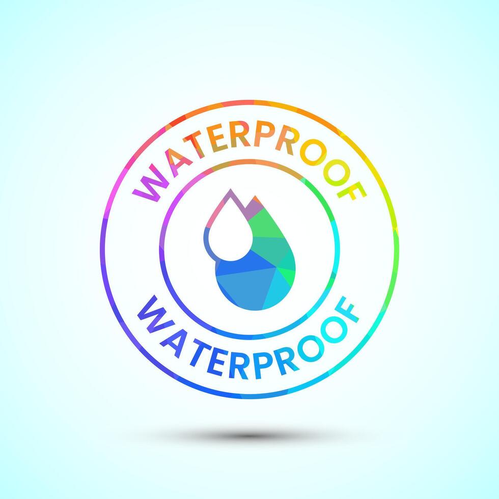 Waterproof icon illustration, water resistant signs, low poly style vector