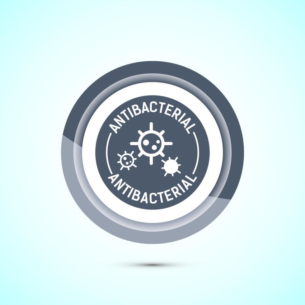 Antibacterial icon design illustration, symbol for product packaging, Gray color button design vector