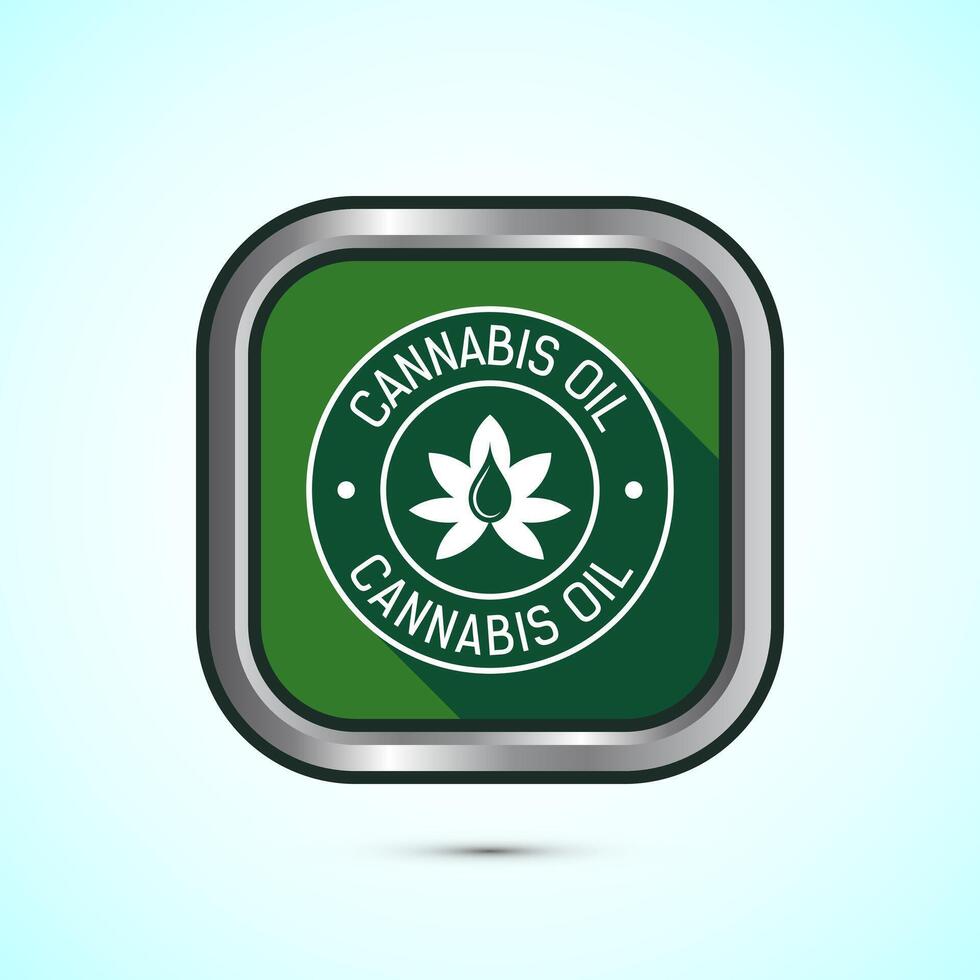 Cannabis oil icon design illustration. CBD cannabidiol sign symbol, Marijuana oil icon, Green shadow button design vector