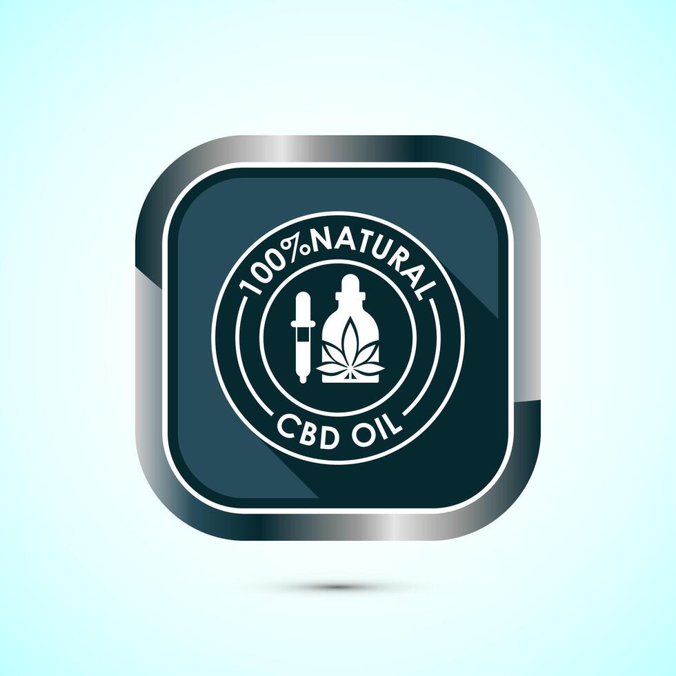 Cannabis oil icon design illustration. CBD cannabidiol sign symbol, Marijuana oil icon, Gray shadow button design vector