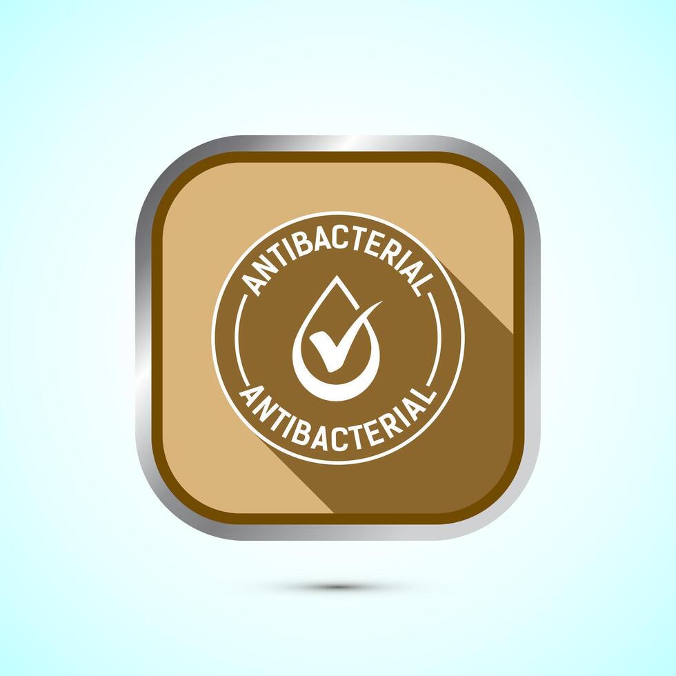 Antibacterial icon design illustration, Hygiene label symbol for product packaging, Gold shadow button design vector