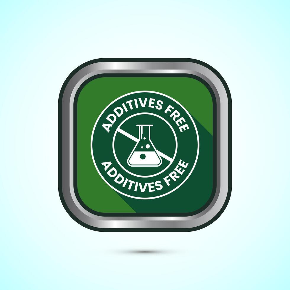 Additives free icon design illustration. No additives symbol for food packaging, Green shadow button design vector