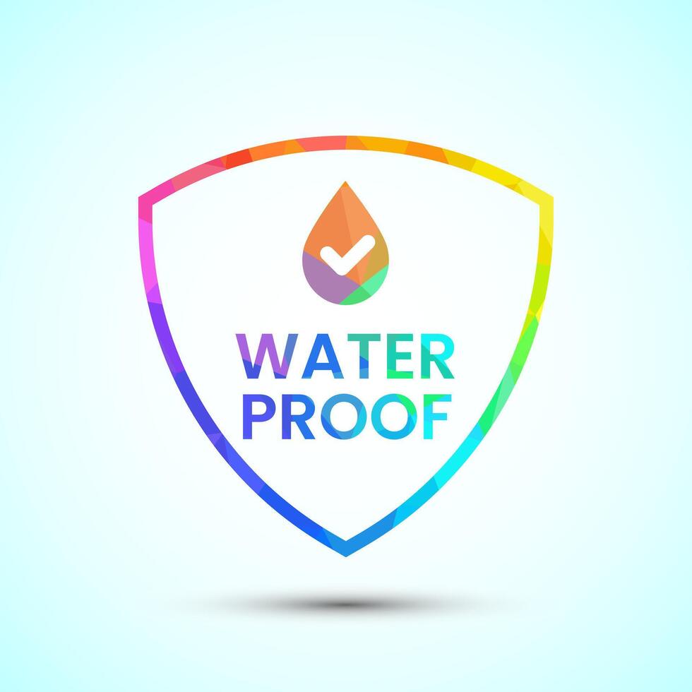 Waterproof icon design, water resistant signs, liquid proof protection, low poly style vector