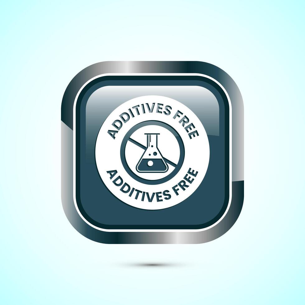 Additives free icon design illustration. No additives symbol for food packaging, Gray color square button design vector