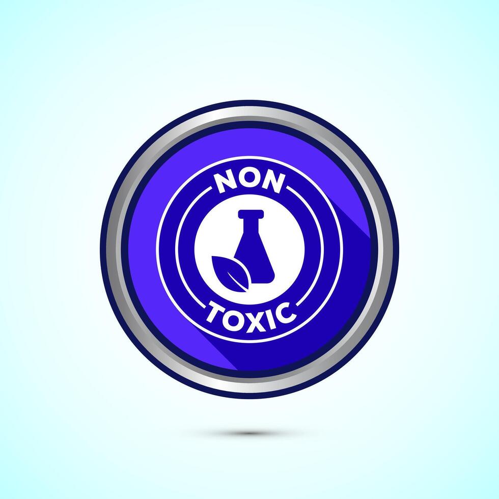 Non toxic icon design illustration. No harmful chemical sign. Blue shadow button design vector