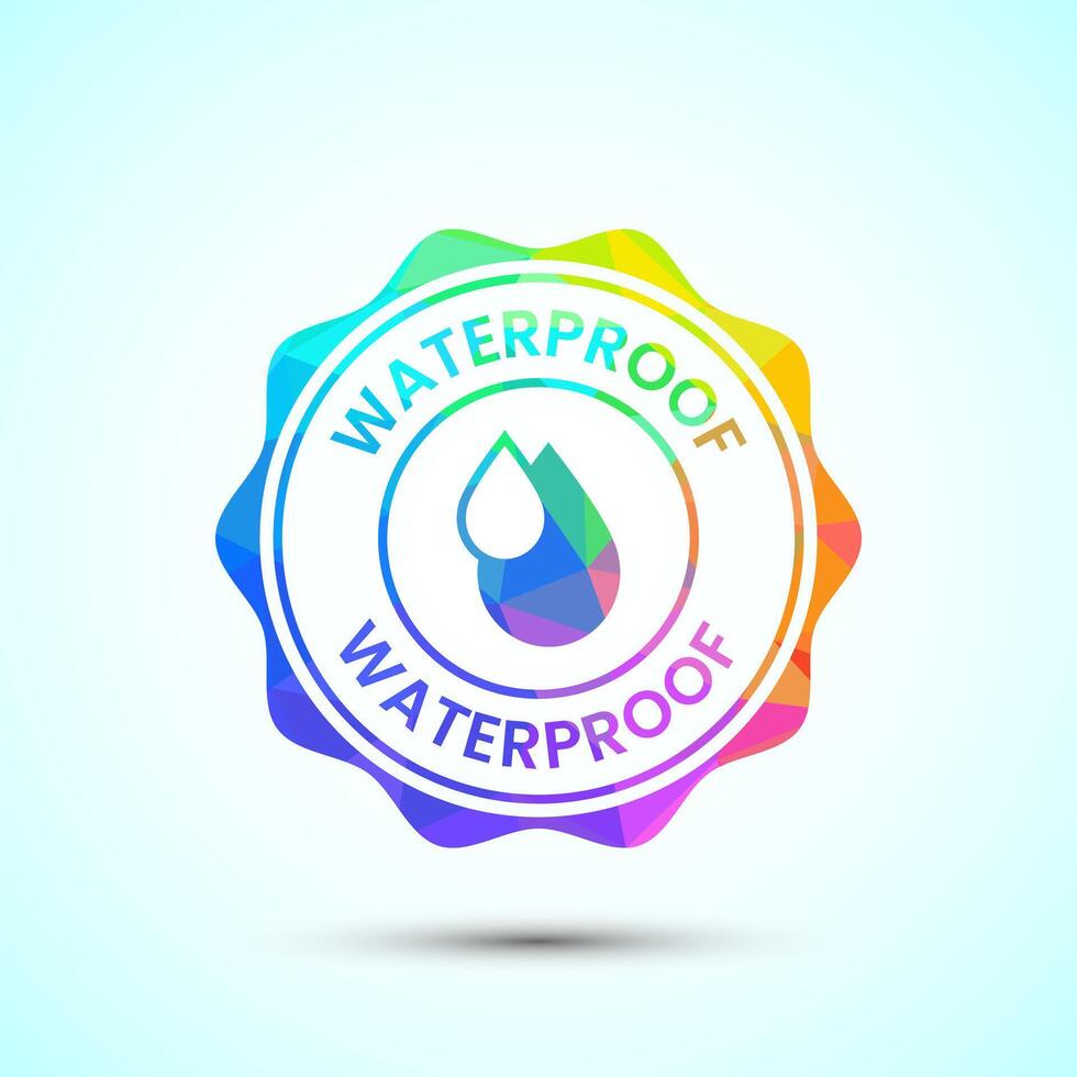 Waterproof icon, water resistant signs, low poly style vector