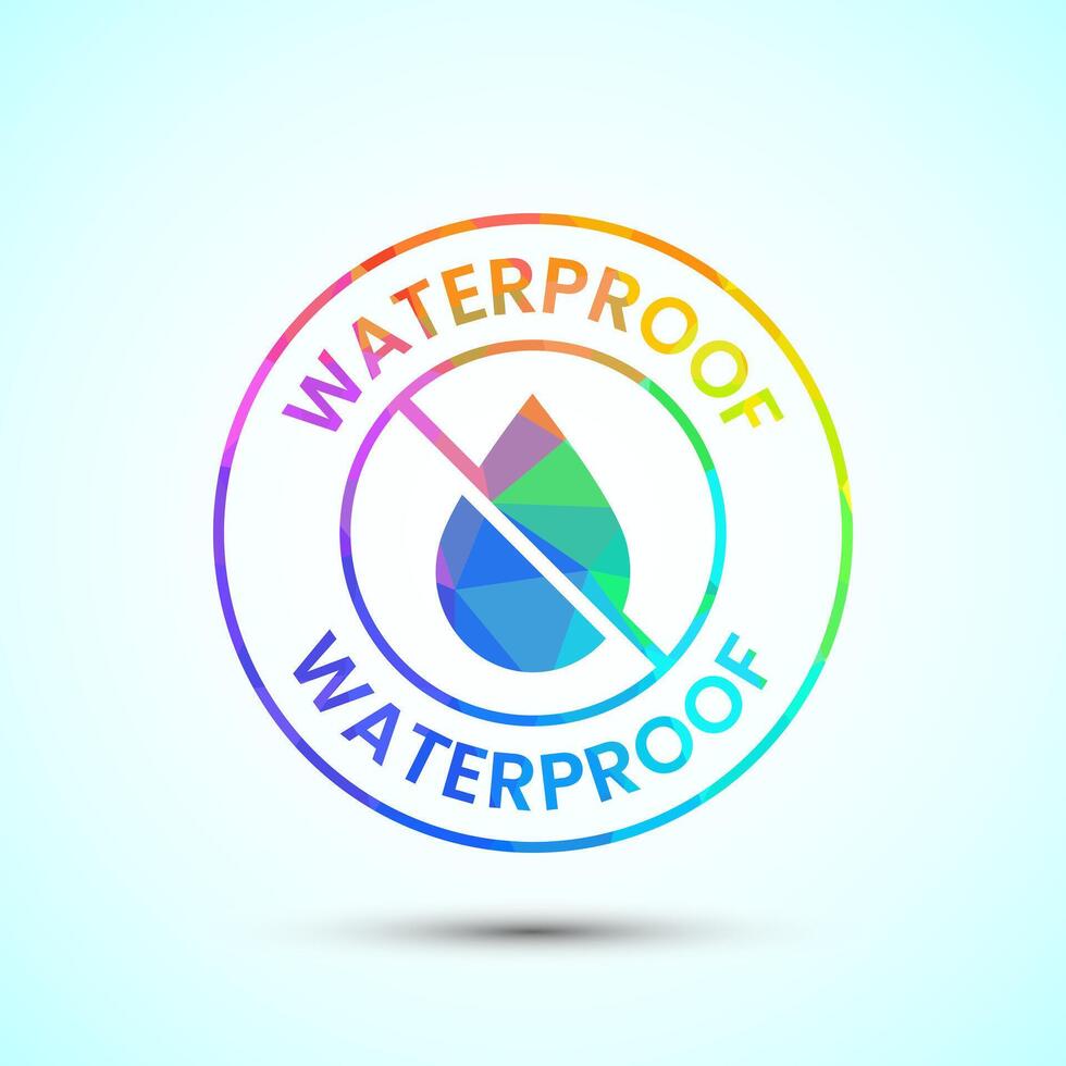 Waterproof icon design illustration, water resistant signs, low poly style vector