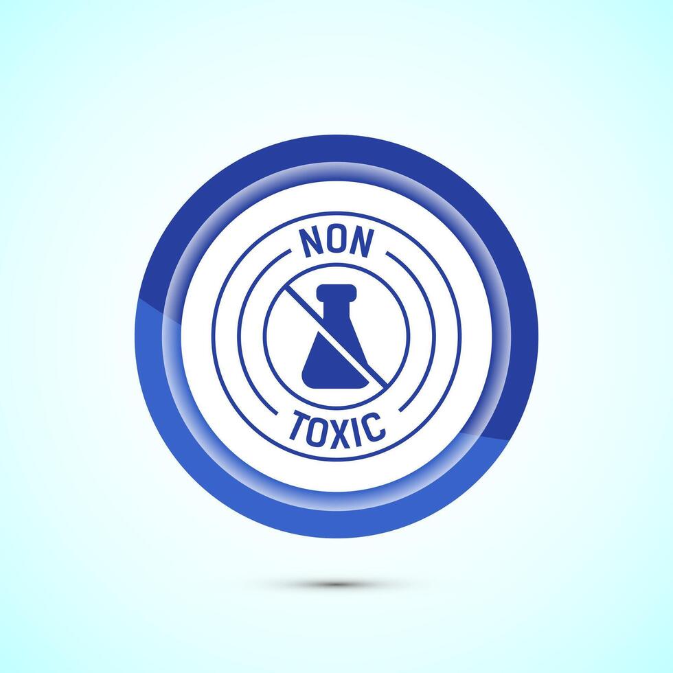 Non toxic icon design illustration. No harmful chemical sign. Blue color button design vector