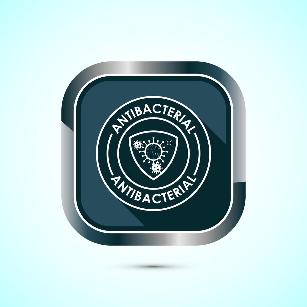 Antibacterial icon design illustration, Hygiene label symbol for product packaging, Gray shadow button design vector