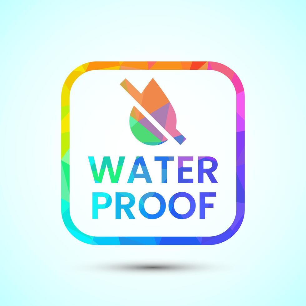 Waterproof icon, water resistant signs, liquid proof protection, low poly style vector
