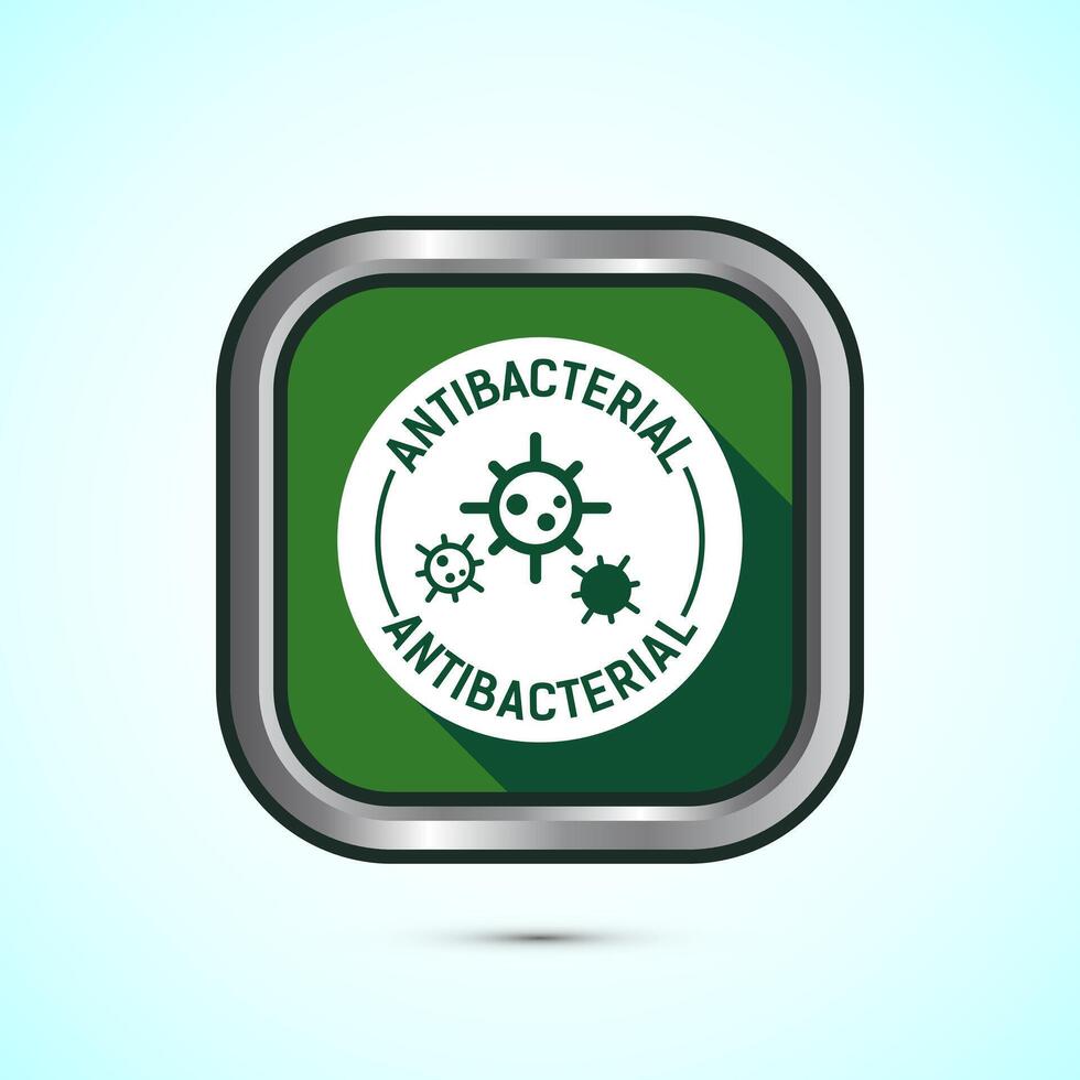 Antibacterial icon design illustration, symbol for product packaging, Green shadow button design vector