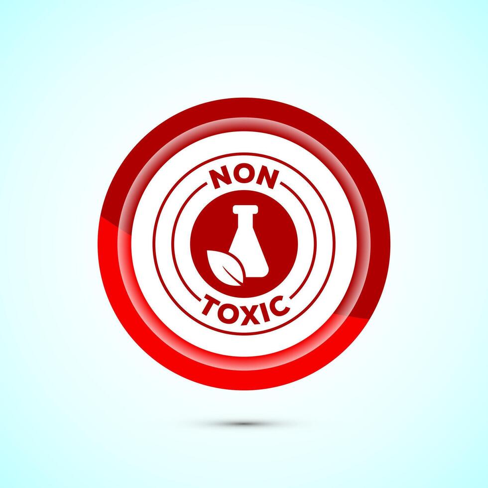 Non toxic icon design illustration. No harmful chemical sign. Red color button design vector