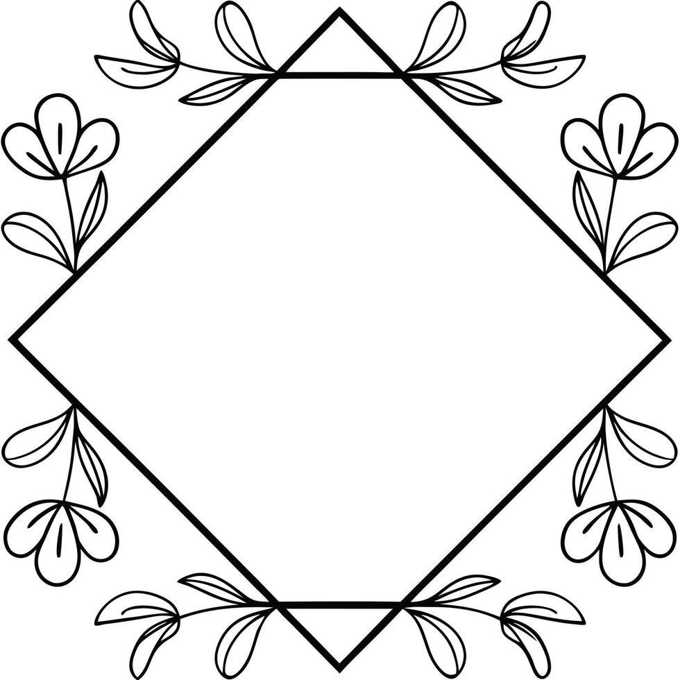 abstract Elegant floral frame hand drawn delicate flower sketch vector