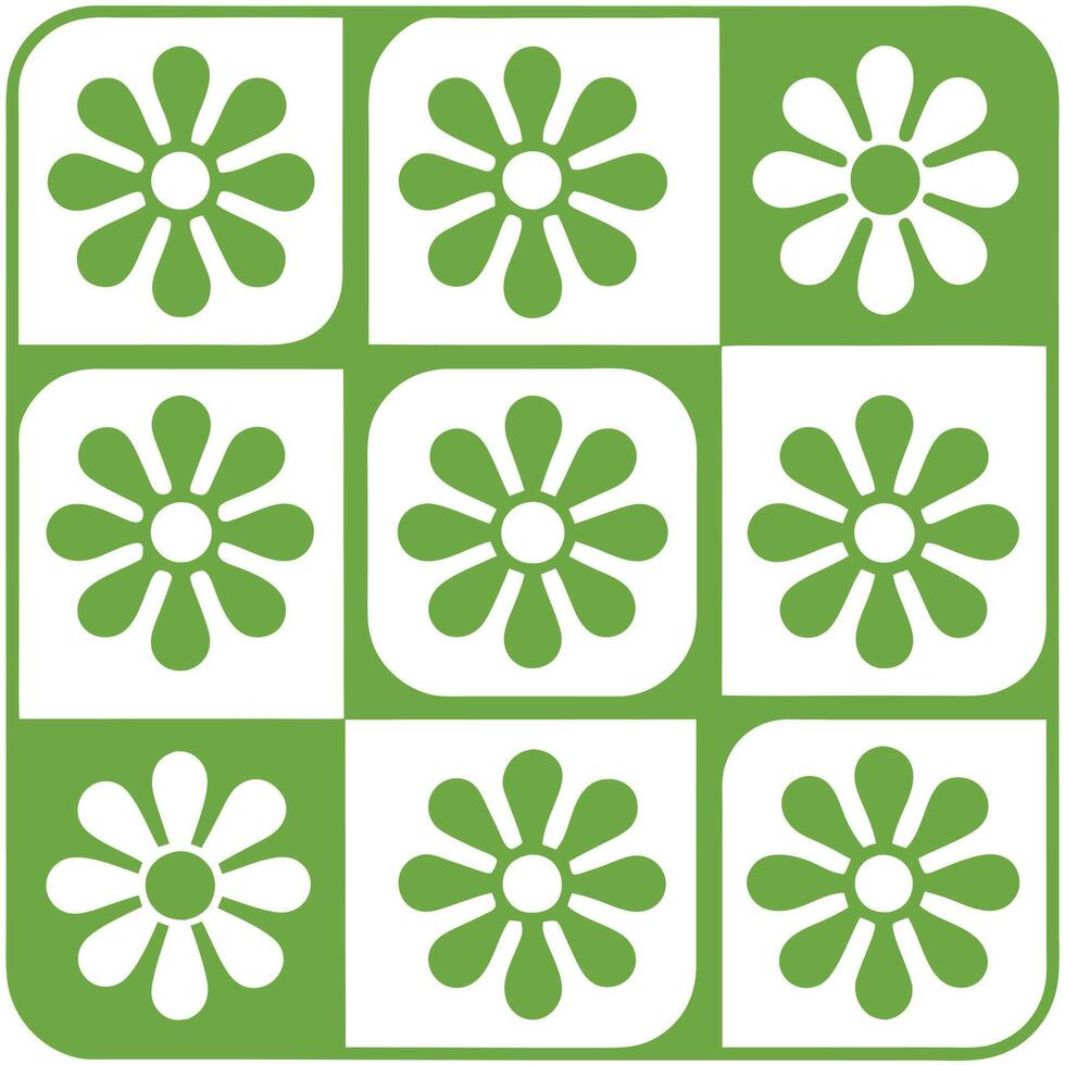 Stylized floral composition retro green palette vector