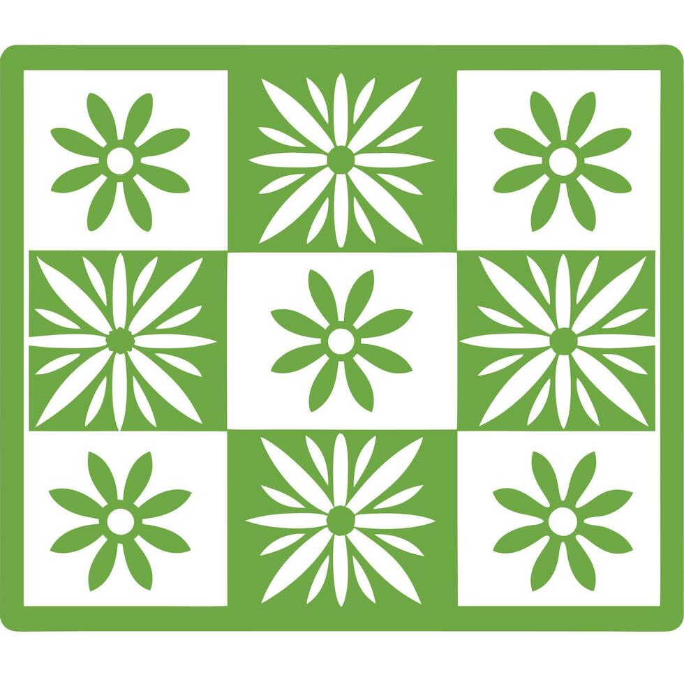Elegant green and white flora setl motif illustration vector