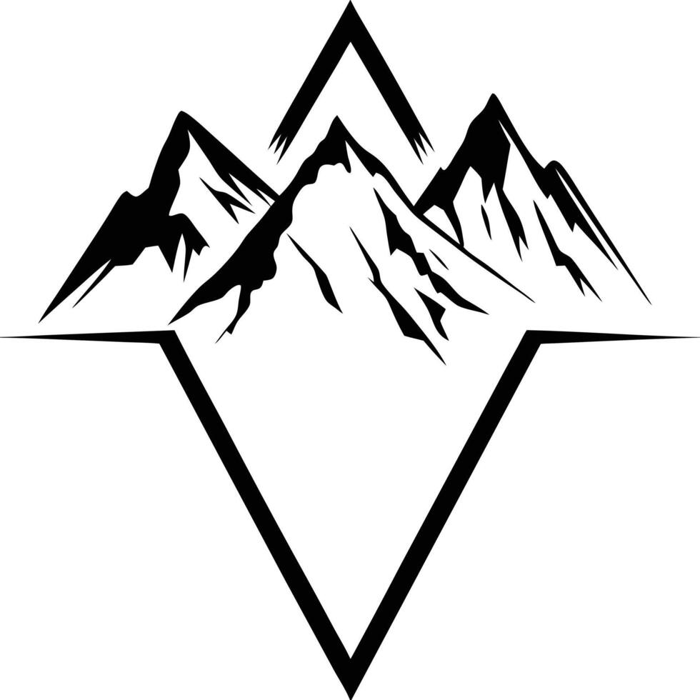 silhouette mountains in grayscale sketch hand drawn style isolated on white background. Design element for, cover, banner. vector