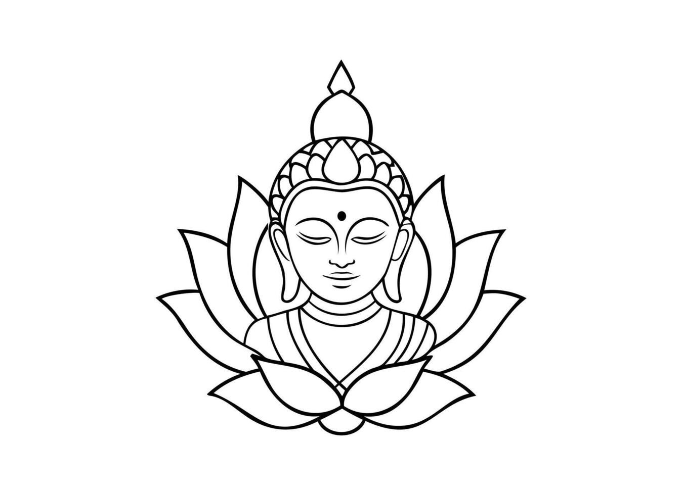 Buddha Line Art with Lotus - Spiritual Meditation Design vector