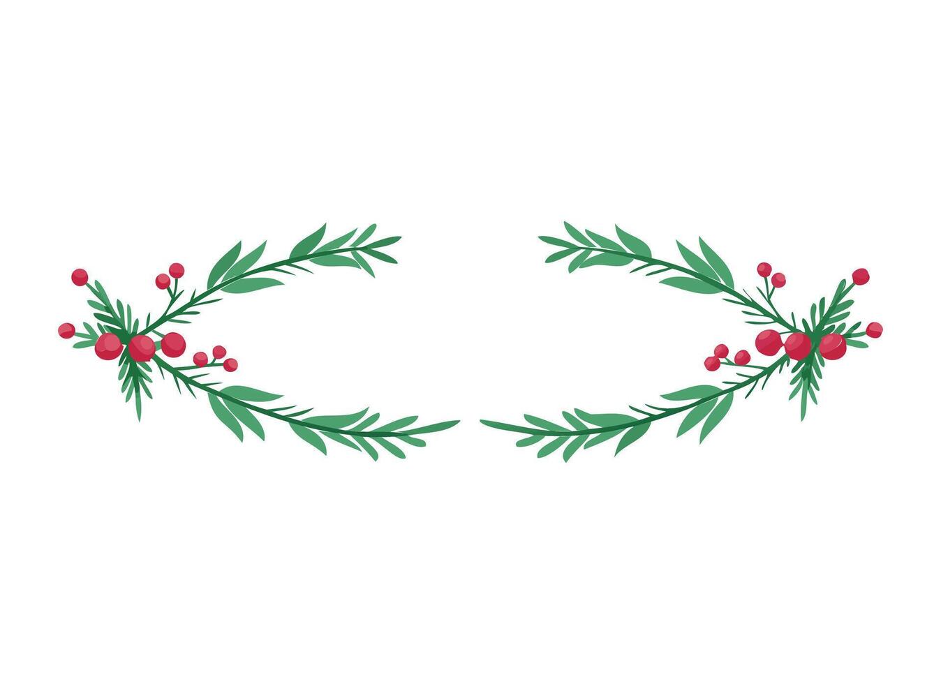 Elegant Christmas Wreath with Holly and Greenery vector