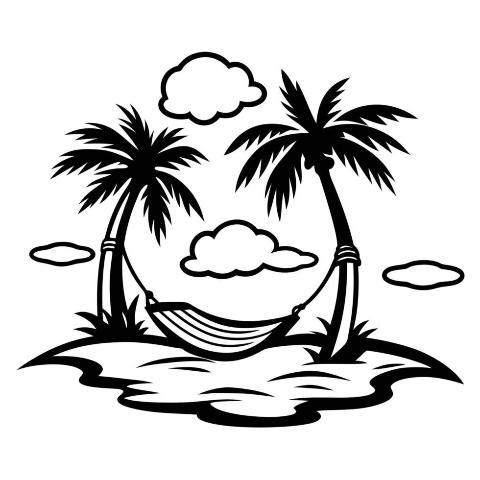Palm tree on the tropical island with cool typography. Summertime design. vector