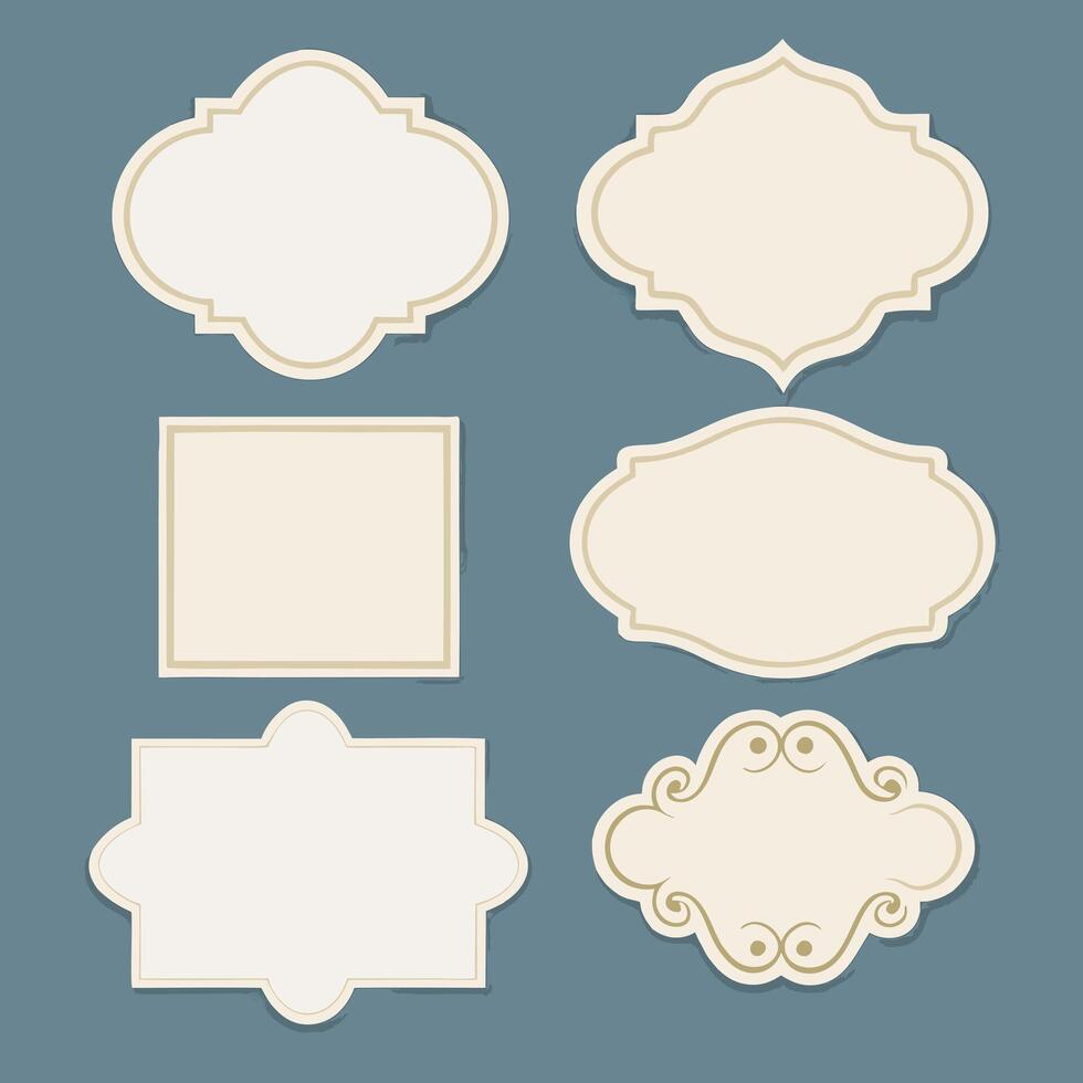 Set of simple line frames with double stroke. Easily editable gray. vector