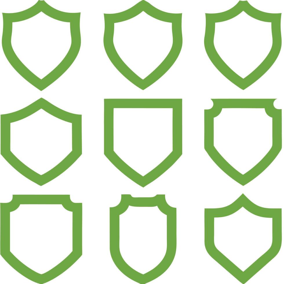 Set of shield icon. Collection of security shield icons. Protect shield security line icons. Badge quality symbol, sign, logo or emblem. vector