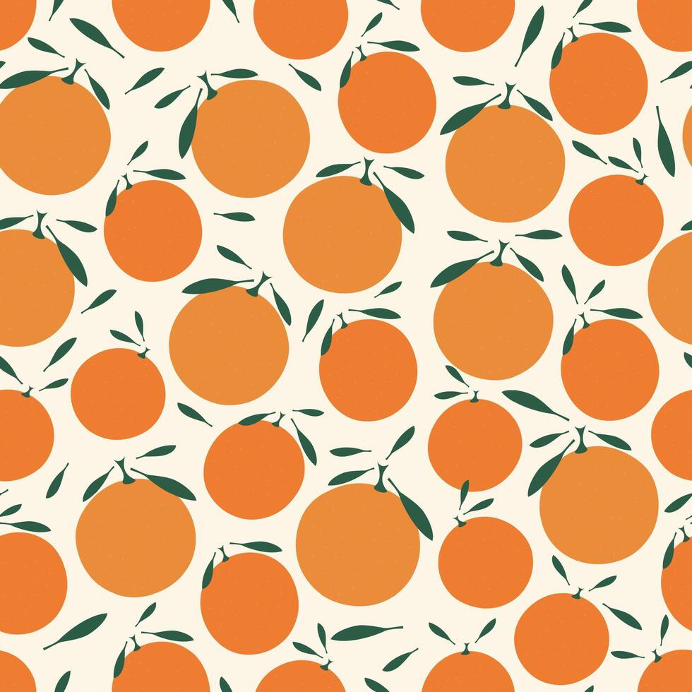 Juicy oranges pattern on beige background vector