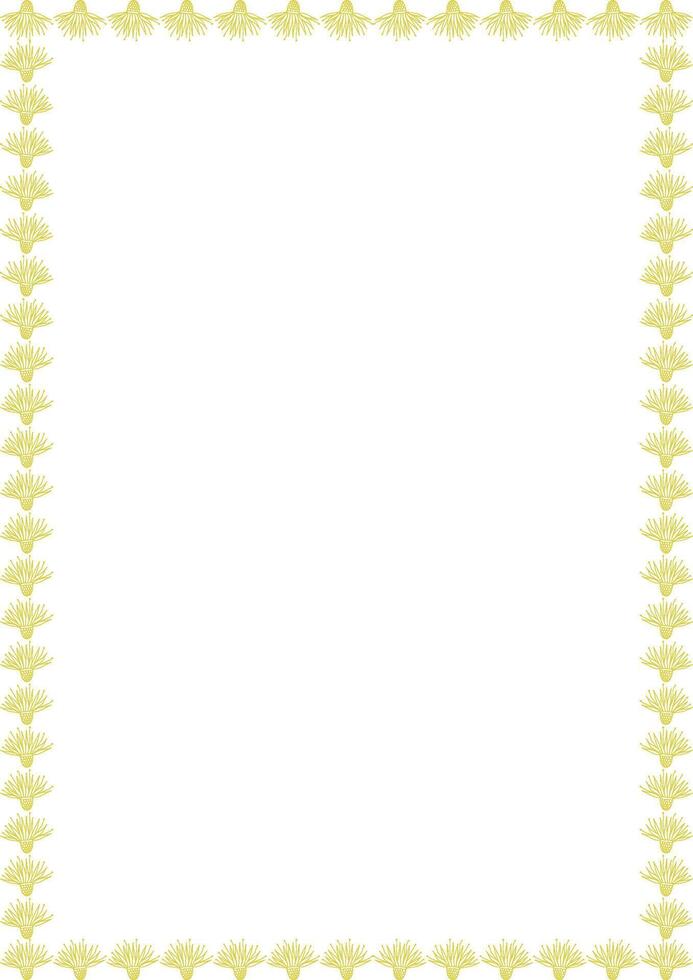 Rectangular border frame template with flourish decoration. Yellow cornflower garland elements vector