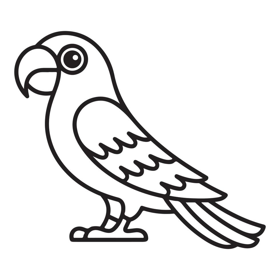 Simple Line Art Illustration of a Parrot vector