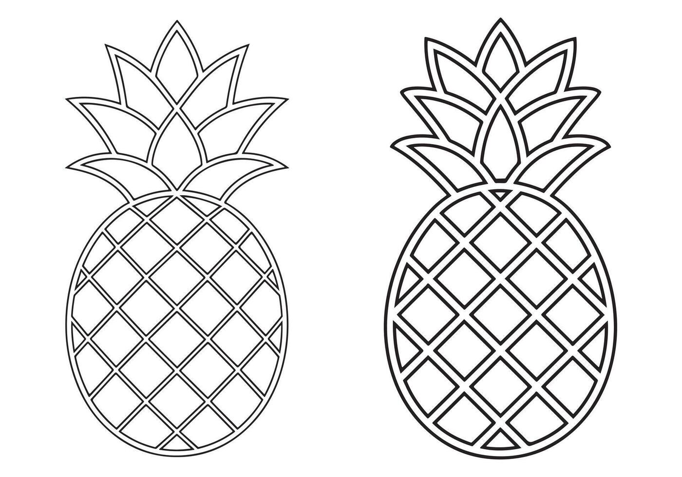 Two Simple Line Art Pineapples vector