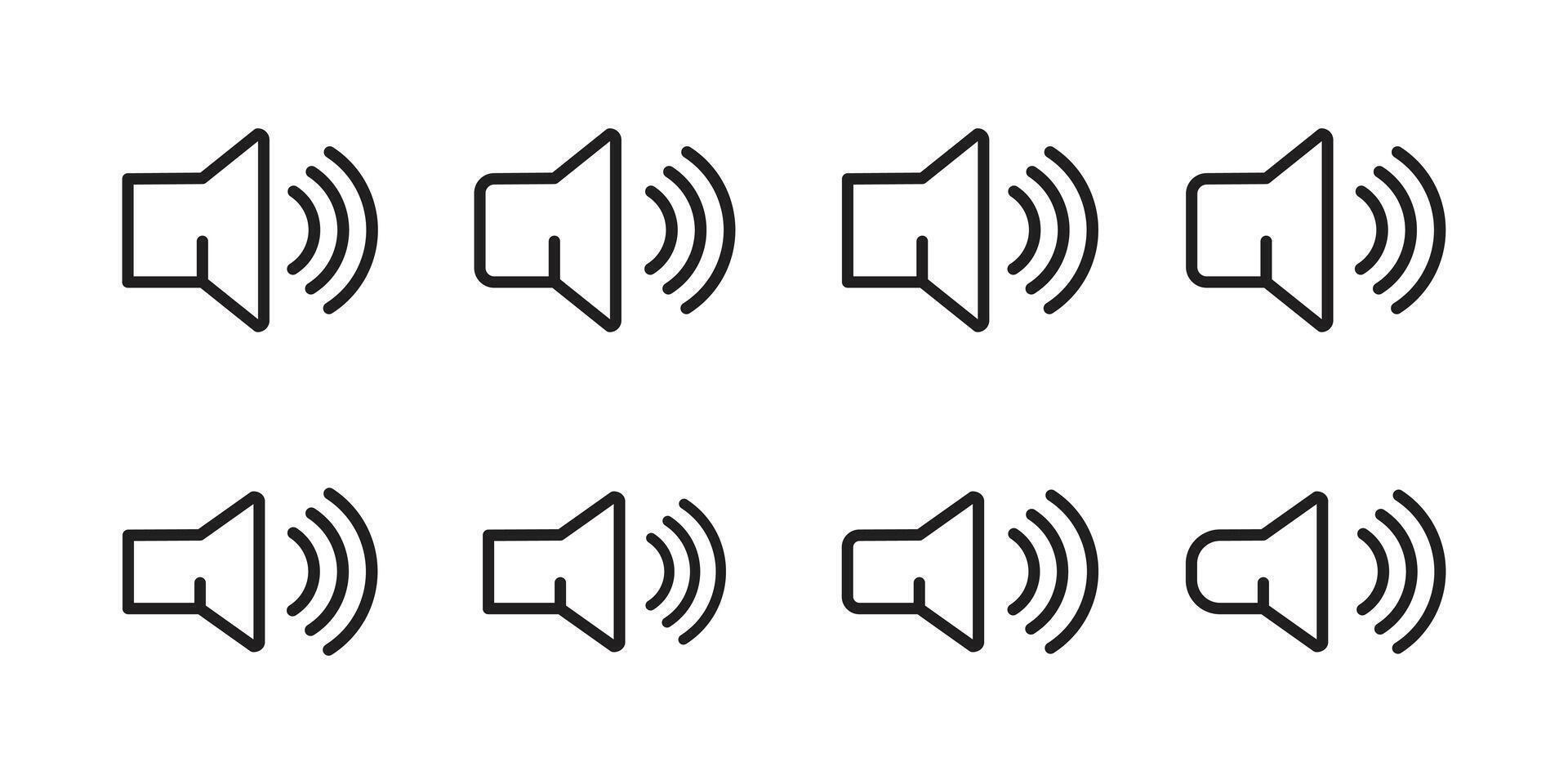 Sound volume icons set with thin line. volume symbol, speaker sign, t increases and reduces the sound. icon . sound symbol. vector