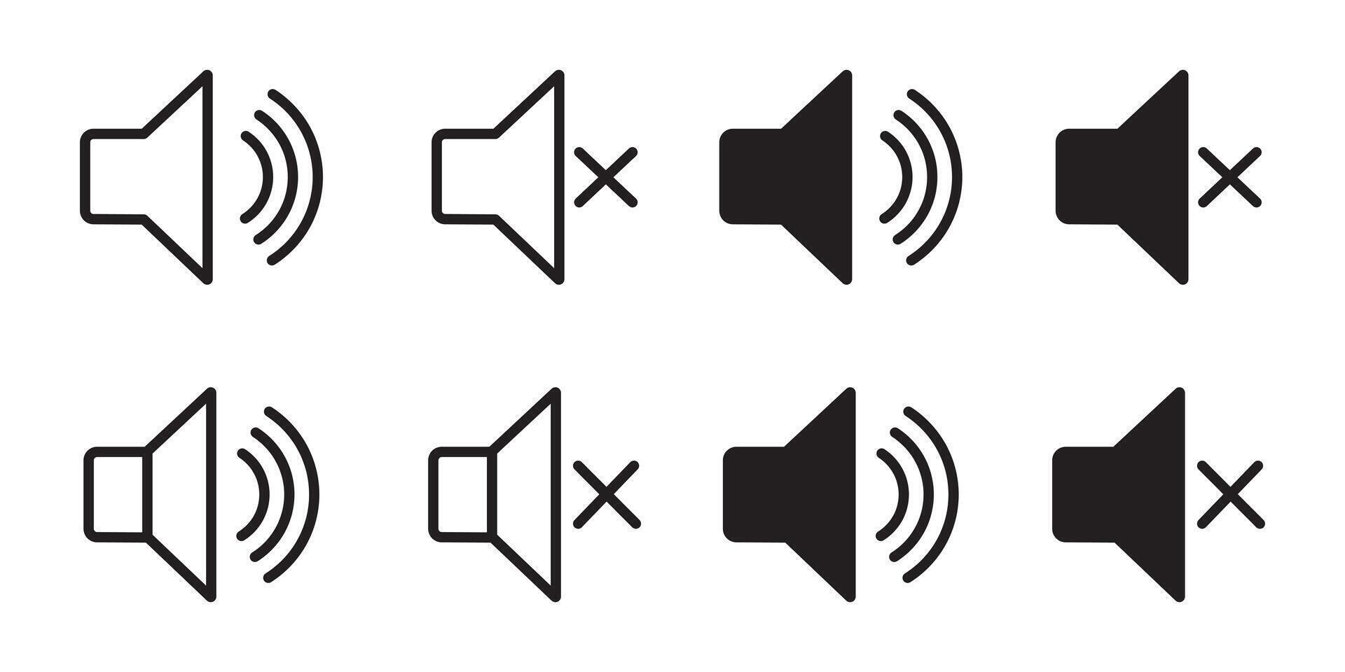 Sound volume icons with different signal levels. Sound icon, volume symbol, speaker sign, icon that increases and reduces the sound. sound symbol. vector