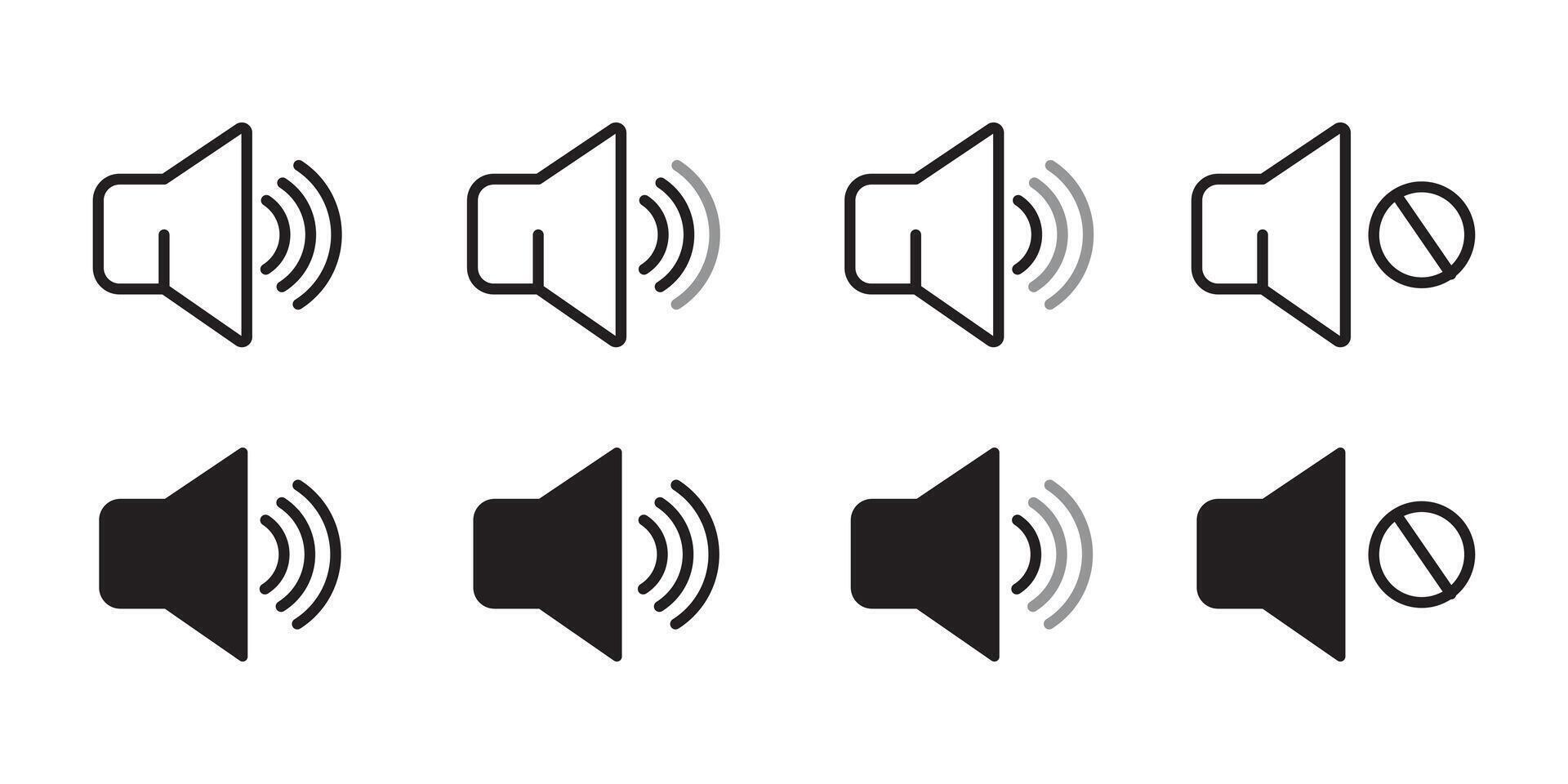 Sound volume icons set. Sound icon, volume symbol, speaker sign, an icon that increases and reduces the sound icon. sound symbol. vector