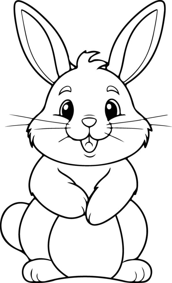 Cute Easter Bunny Line art vector