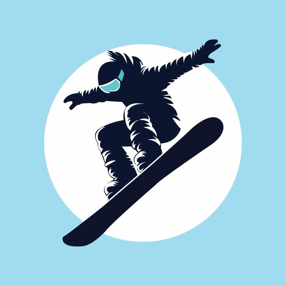 Dynamic Snowboarder in Mid-Air Jump vector