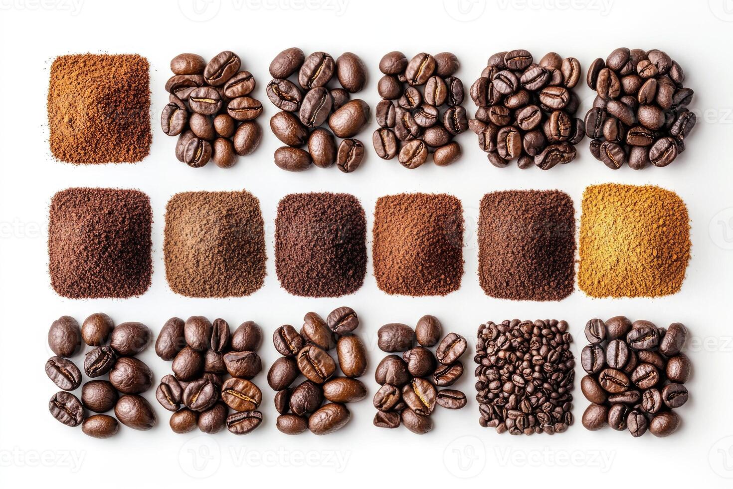 Exploring the diversity of coffee grounds and beans . photo