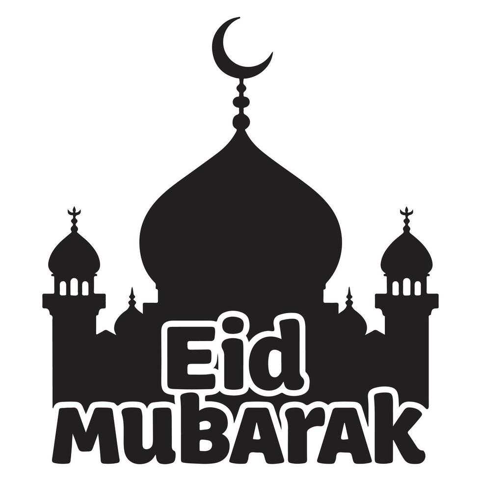 Mosque under Crescent Moon and Stars vector