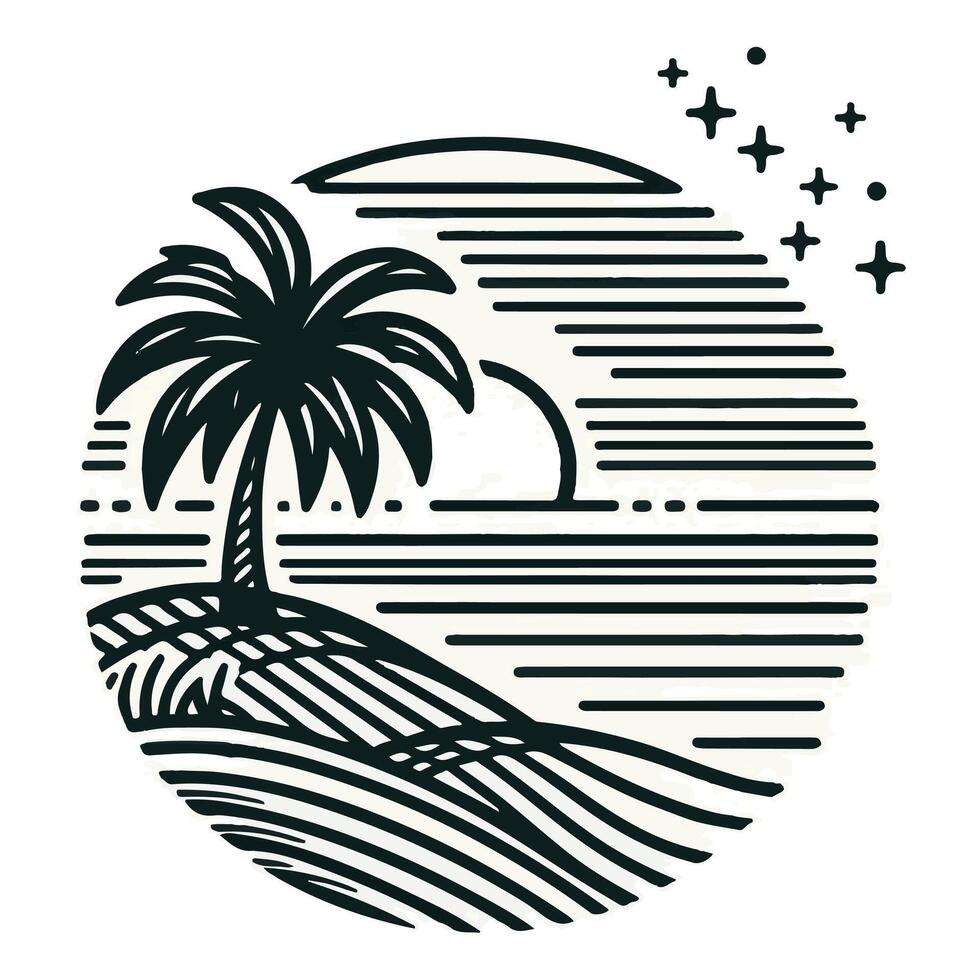 silhouette of a tree on a beach against a white backdrop vector