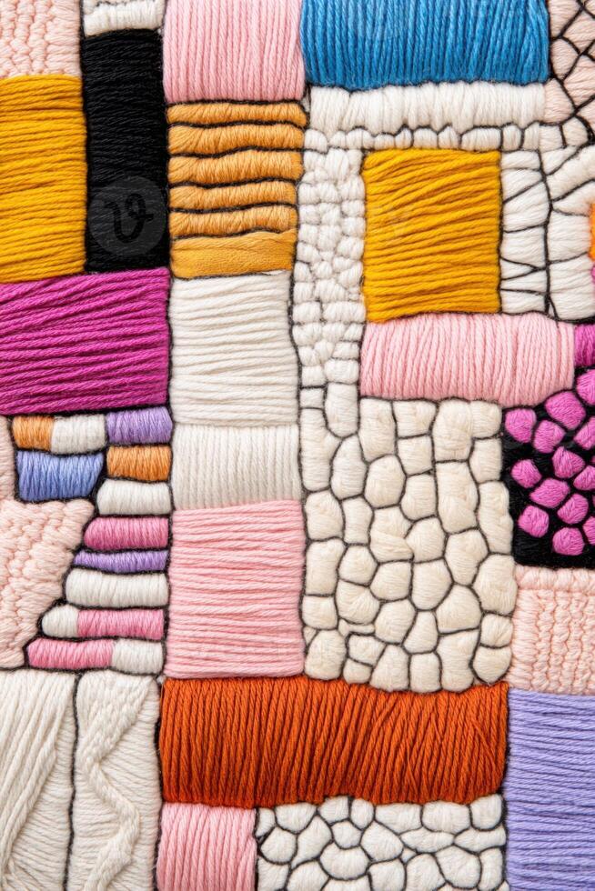 Intricate blending of global textile textures celebrates cultural craftsmanship through vibrant patterns and colors photo