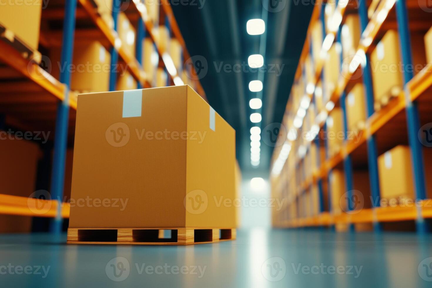 Organized storage system with secure packaging for fragile and high-value goods in a modern warehouse facility photo