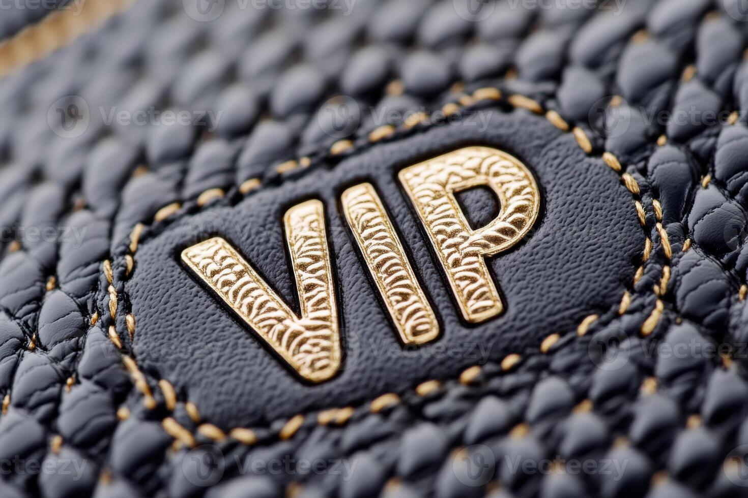 Close-up view of an elegant black and gold VIP card showcasing premium embossed textures and refined typography photo