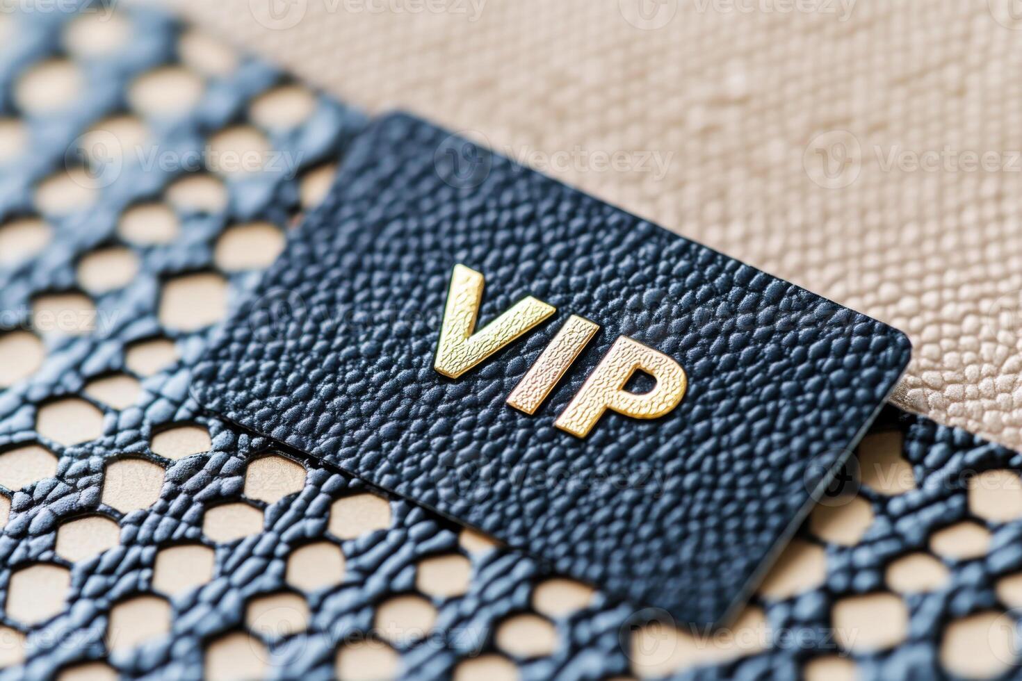 Close-up view of a luxurious black and gold VIP card showcasing embossed textures and elegant design features for ultra-premium branding photo