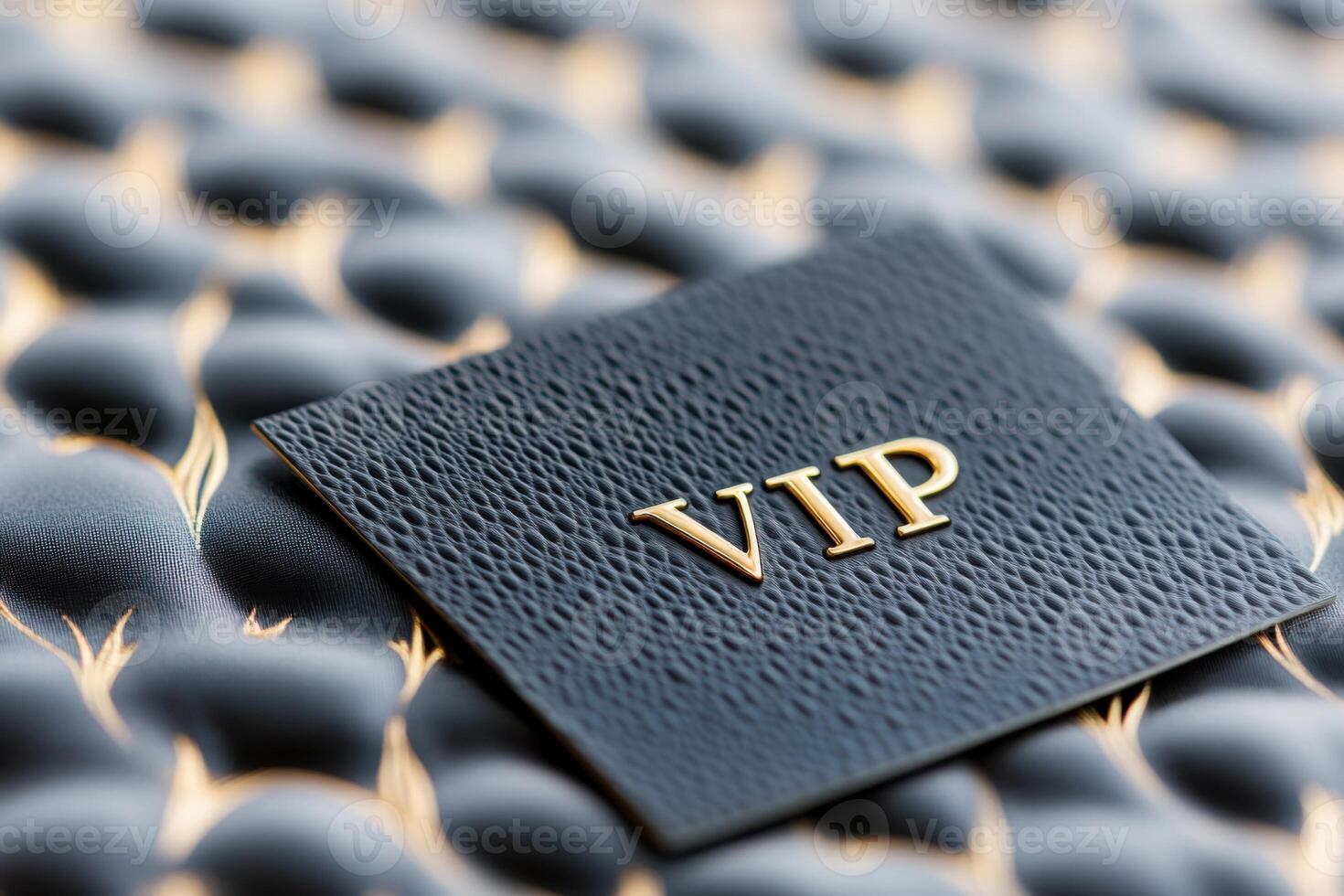 Luxurious VIP gold card placed elegantly on a black textured background showcasing premium design and embossed details photo