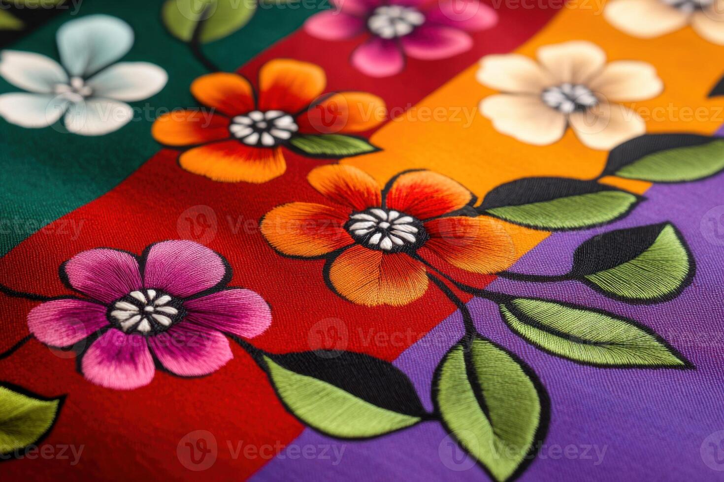Exploring the vibrant colors and intricate patterns of a handmade rebozo shawl showcasing the beauty of Mexican cultural heritage and craftsmanship photo