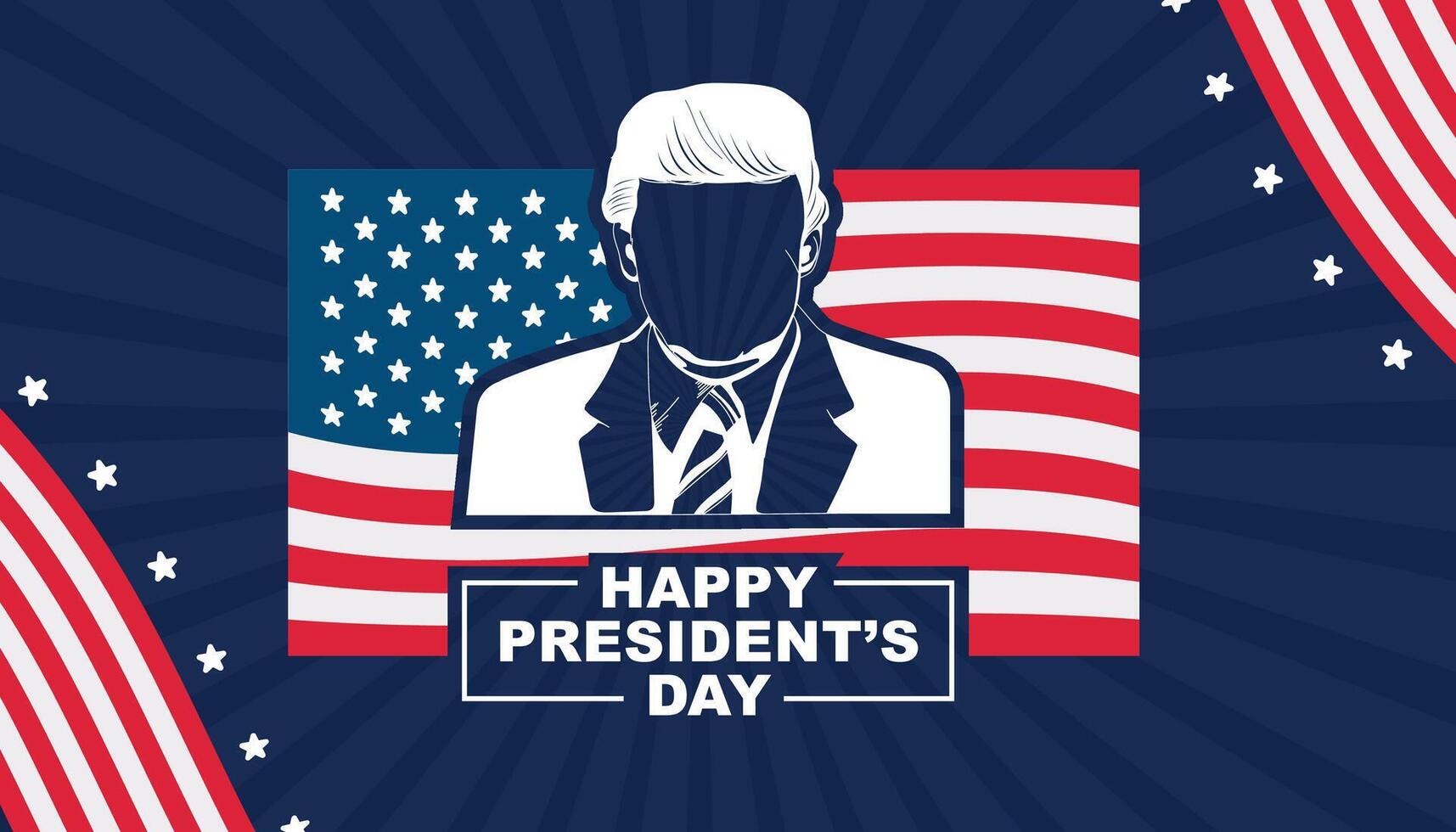 Happy President's Day Banner with American Flag vector