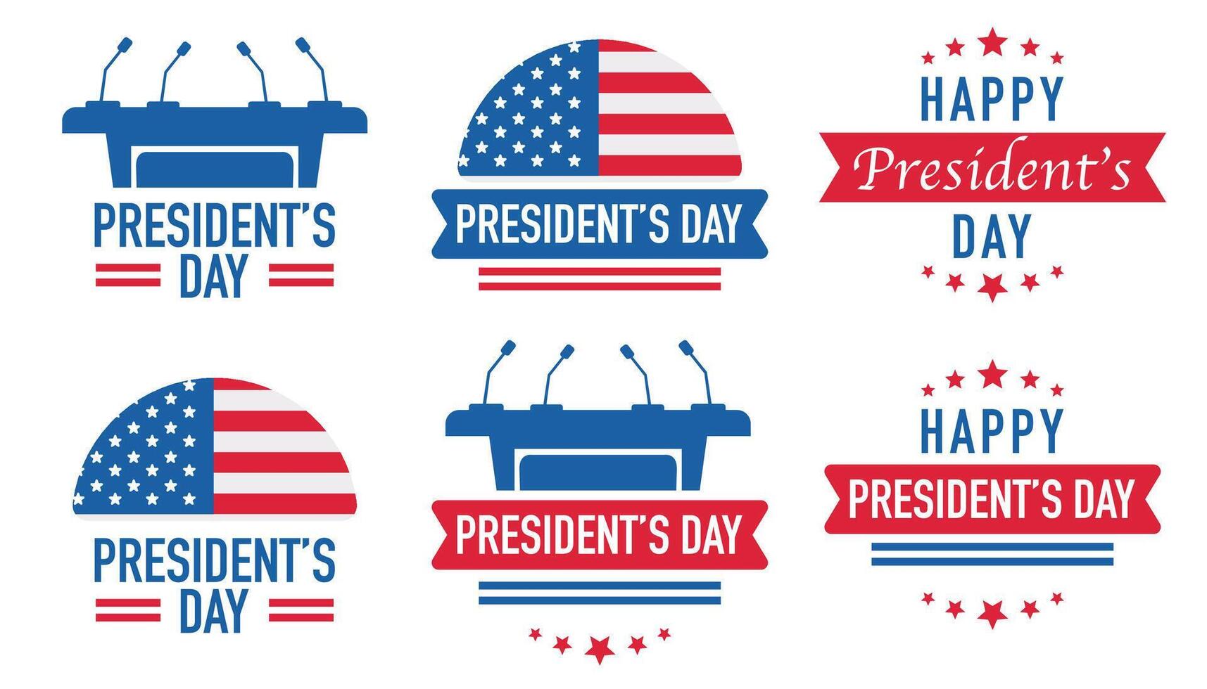 Happy President's Day badge and banner with American flag collection. illustration vector
